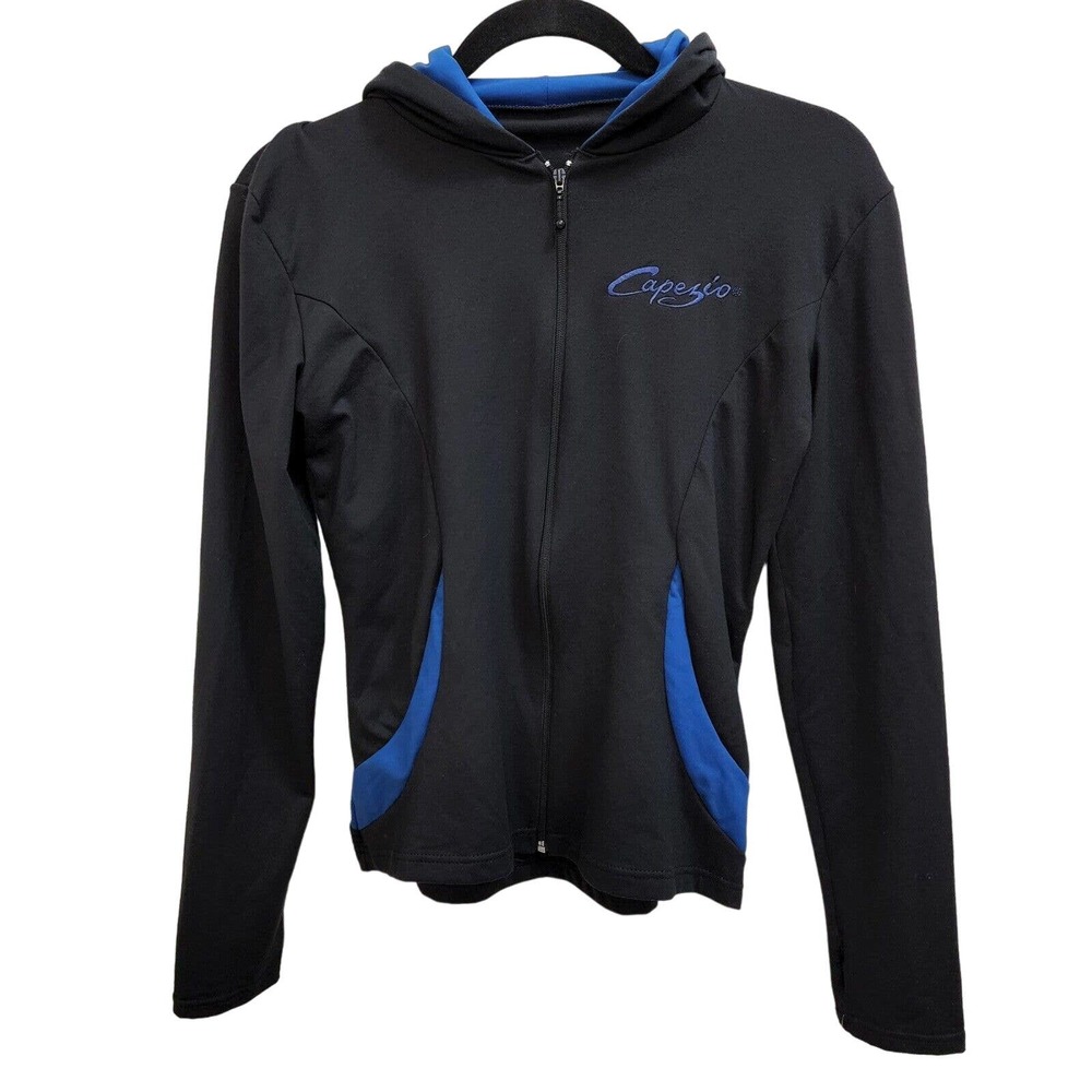 Capezio Womens Hooded Light Jacket M/L Black/Blue NWT